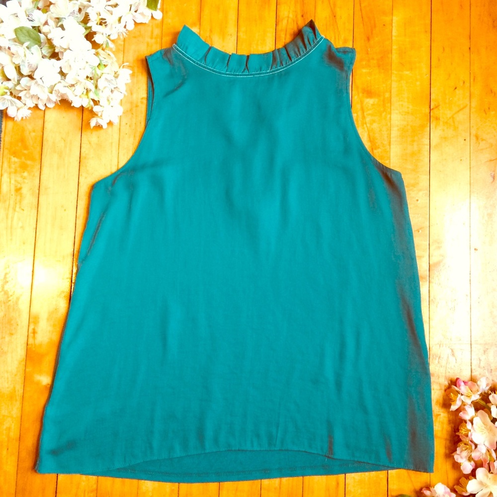 LOFT Green Silky Tank Top Petite M - Picture 2 of 8